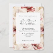 バーガンディレッドクリーム結婚フローラ 招待状 (正面)