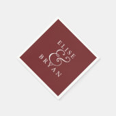 バーガンディレッドシンプルモダンエレガントウェディングナプキン スタンダードカクテルナプキン (角)