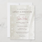 バーガンディレッドドレススノーフレーク冬の甘い16 招待状 (裏面)