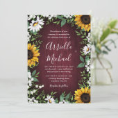 バーガンディレッドヒマワリリース結婚ズ 招待状 (スタンド正面)