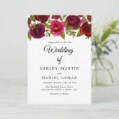 バーガンディレッドフラワーエレガントな結婚式招待状 招待状 (スタンド正面)