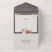 バーガンディレッドフローラカボチャ素朴秋の結婚式 オールインワン招待状 (外側)