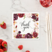 バーガンディレッドフローラ素朴ボホペーパーナプキン スタンダードカクテルナプキン (インサイチュ)