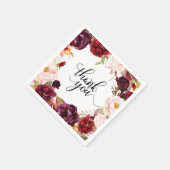 バーガンディレッドフローラ素朴ボホペーパーナプキン スタンダードカクテルナプキン (角)