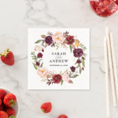 バーガンディレッドフローラ素朴ボホペーパーナプキン スタンダードカクテルナプキン (インサイチュ)