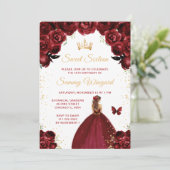 バーガンディレッドブラウンヘアプリンセススイートシックスティーン 招待状 (スタンド正面)