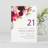 バーガンディレッドボホ花21歳の誕生日パーティー 招待状 (スタンド正面)