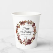 バーガンディレッドマウヴ秋花30歳の誕生日 紙コップ (正面)