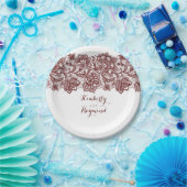 バーガンディレッドレースエレガントな結婚式 ペーパープレート (パーティー)