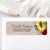 バーガンディレッドローズアンドサンフラワー素朴秋 ラベル (インサイチュ)