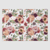 バーガンディレッド オレンジ色の焼けた フローラル 秋のパーティー ギフト 薄葉紙 (正面)