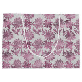 バーガンディレッド シルバーフラワーパターン ラージペーパーバッグ (裏面)