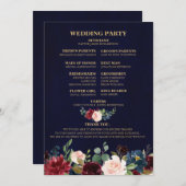 バーガンディレッド ネイビー フローラル ラスティック ボーホー ファンバック プログラム (正面/裏面)