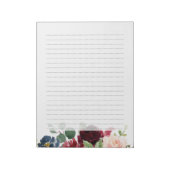 バーガンディレッド ネイビー ブラッシュ フローラル ノートパッド (回転)