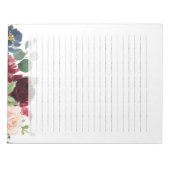 バーガンディレッド ネイビー ブラッシュ フローラル ノートパッド (正面)