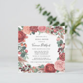 バーガンディレッド ピンク 牡丹 ローズ フラワーブライダル 招待状 (スタンド正面)