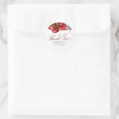 バーガンディレッド フラワー ブライダルシャワー サンクス ラウンドシール (バッグ)