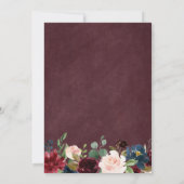 バーガンディレッド ブラッシュ フローラルレース 女の子 ベビーシャワー 招待状 (裏面)