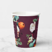 バーガンディローズとラナンキュラス ウェディング 紙コップ (左)