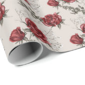 バーガンディローズのグレーの結婚式ラッピングペーパー ラッピングペーパー (ロールコーナー)