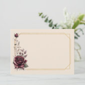 バーガンディローズ ゴールドフレーム 付属のブランク 招待状 (スタンド正面)