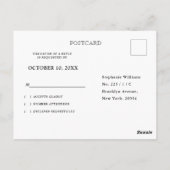 バーガンディワインダスティブルー石板フローラ結婚式出欠 ポストカード (裏面)