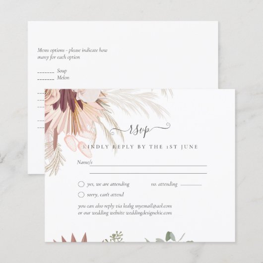 バーガンディワインパンパスグラス結婚トロピカル (正面/裏面)