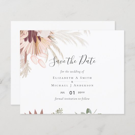 バーガンディワインパンパスグラス結婚トロピカル (正面/裏面)