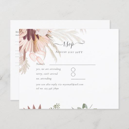 バーガンディワインパンパスグラス結婚トロピカル (正面/裏面)