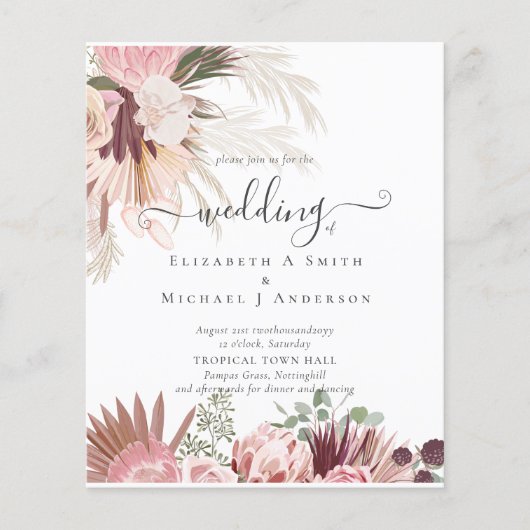 バーガンディワインパンパスグラス結婚トロピカル チラシ (正面)