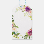 バーガンディワインピンクウォーターカラーフローラブライダルシャワー ギフトタグ (裏面)