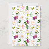 バーガンディワインピンクウォーターカラーフローラブライダルシャワー 招待状 (裏面)