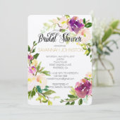 バーガンディワインピンクウォーターカラーフローラブライダルシャワー 招待状 (スタンド正面)