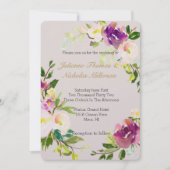 バーガンディワインピンク水彩フローラクリーム結婚ズ 招待状 (正面)