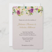 バーガンディワインピンク水彩フローラクリーム結婚ズ 招待状 (正面)