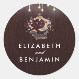 バーガンディヴィンテージランタン素朴花結婚の花 ラウンドシール