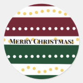 バーガンディーとエメラルドの金の水玉クリスマス ラウンドシール (正面)