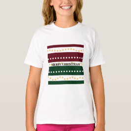 バーガンディーとエメラルドグリーンの金の水玉 クリスマス Tシャツ
