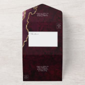 バーガンディーとゴールドのアゲートの結婚式 オールインワンの招待状 オールインワン招待状 (外側)