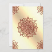 バーガンディーとゴールドのイスラム教 ムスリム メヘンディ 式 招待状 (裏面)