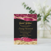 バーガンディーとゴールドのグリッター ティアーズ スイート シックスティーン ポストカード (スタンド正面)