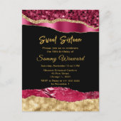 バーガンディーとゴールドのグリッター ティアーズ スイート シックスティーン ポストカード (正面)