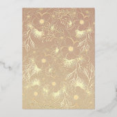 バーガンディーとゴールドの花柄 ブライダルシャワー 箔招待状 (裏面)
