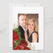 バーガンディーとゴールド ヴィンテージ シック ローズ ウェディング フォト セーブザデート (裏面)