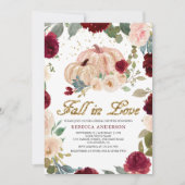 バーガンディーとピーチの花のオレンジ色の結婚式前祝賀会 招待状 (正面)