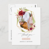 バーガンディーとブッシュの幾何学的な結婚式のお礼 ポストカード (正面/裏面)