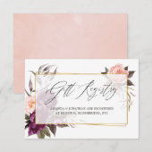 バーガンディーとブッシュの幾何学的な結婚式のギフトレジストリー エンクロージャーカード (正面/裏面)