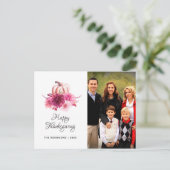 バーガンディーとブッシュの花の感謝祭の写真 シーズンポストカード (スタンド正面)