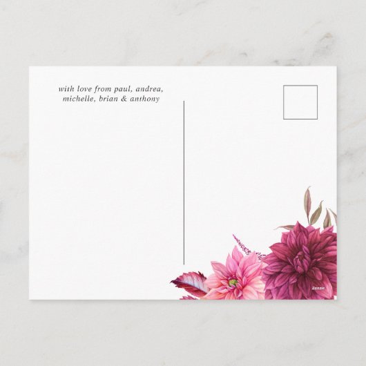 バーガンディーとブッシュの花の感謝祭の写真 シーズンポストカード (裏面)