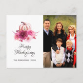 バーガンディーとブッシュの花の感謝祭の写真 シーズンポストカード (正面)